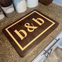 End Grain Cutting Boards with Custom Monogram Inlay - Two Moose Design