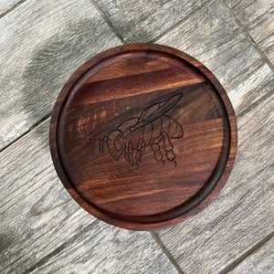 8" Black Walnut Catch All Tray with Bee Engraving - READY TO SHIP - Two Moose Design