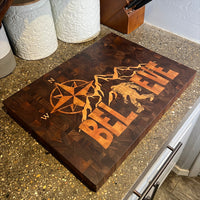 Sasquatch Inlay Cutting Board - End Grain Bigfoot Cutting Board - Two Moose Design