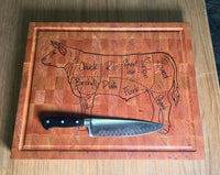 Beef Cuts Inlay Cutting Board - End Grain Cow Cutting Board - Two Moose Design