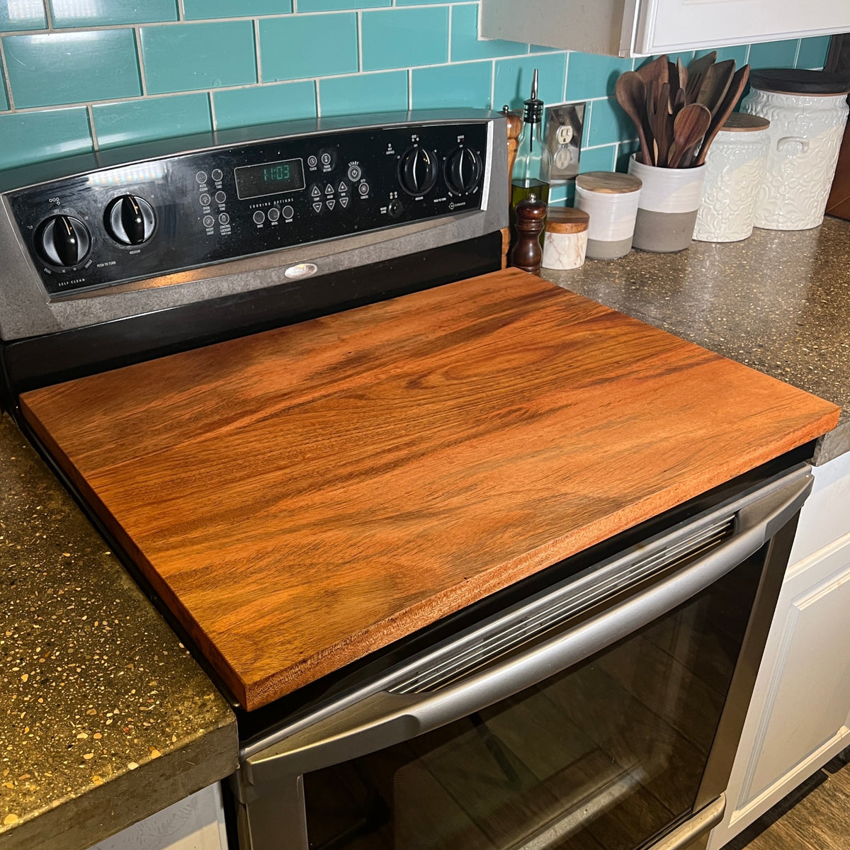 Custom Wood Stove Top Cover Oven Cover Walnut Noodle Board