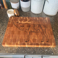 Elk Inlay Cutting Board - End Grain Board 17.75" x 13" - READY TO SHIP - Two Moose Design
