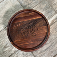 8" Black Walnut Catch All Tray with Bee Engraving - READY TO SHIP - Two Moose Design
