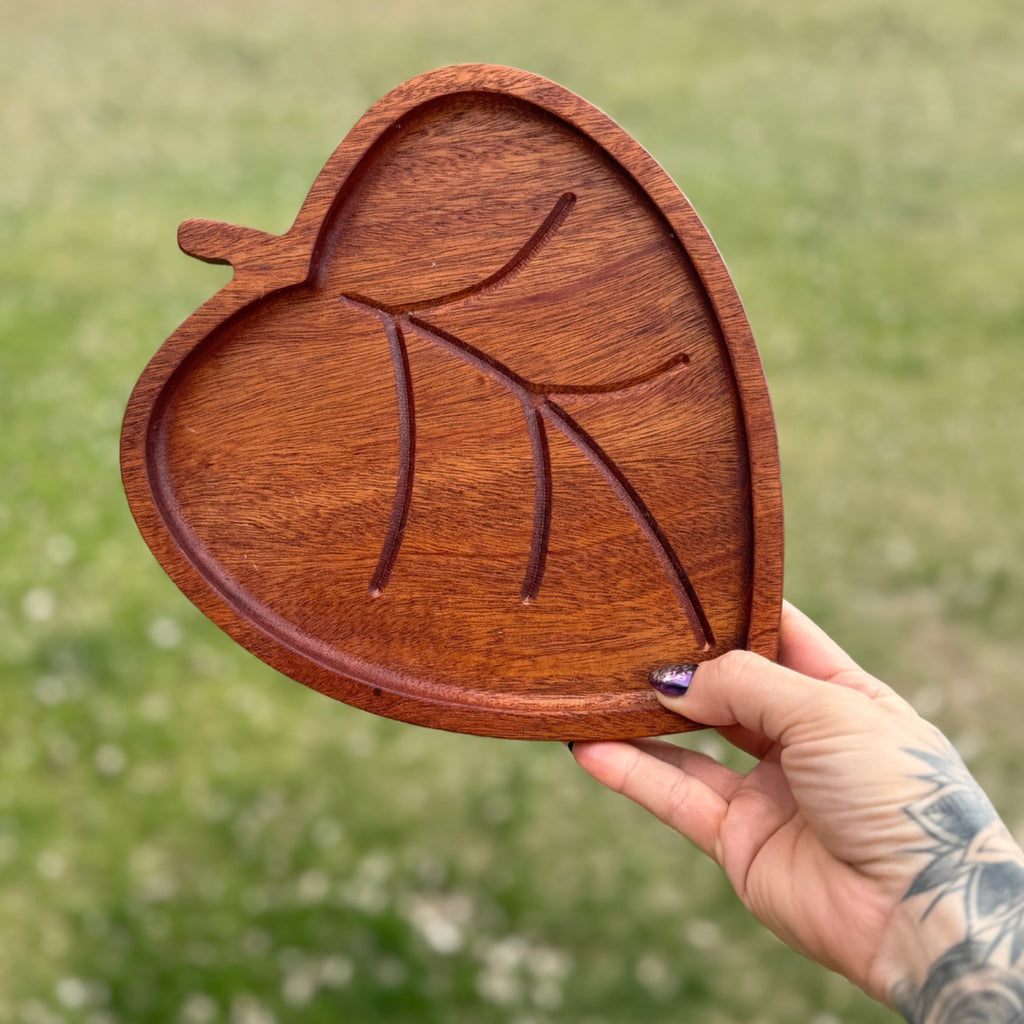 9" Mahogany Leaf Catch All Tray - READY TO SHIP - Two Moose Design