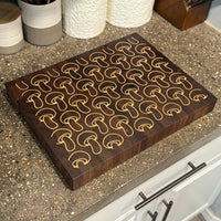 Mushroom Inlay Cutting Board - Walnut End Grain Cutting Board