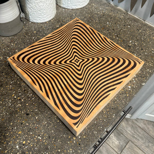 Square Illusion End Grain Cutting Board - Maple with Black Walnut Inlay