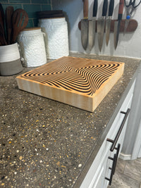 Square Illusion End Grain Cutting Board - Maple with Black Walnut Inlay