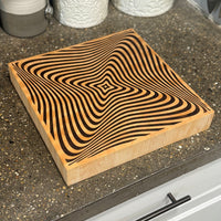 Square Illusion End Grain Cutting Board - Maple with Black Walnut Inlay