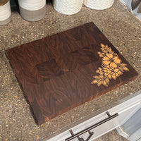 Walnut End Grain Cutting Boards with Custom Flower Inlay - READY TO SHIP