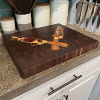 Floral Knife Walnut End Grain Cutting Board - READY TO SHIP