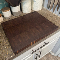 Floral Knife Walnut End Grain Cutting Board - READY TO SHIP