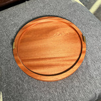 20" Round Mahogany Ottoman Tray - Food Safe Serving Tray - READY TO SHIP - Two Moose Design