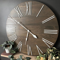 36" The Modern Roman Numeral Vintage Ash Clock - READY TO SHIP - Two Moose Design