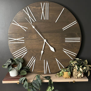 36" The Modern Roman Numeral Vintage Ash Clock - READY TO SHIP - Two Moose Design
