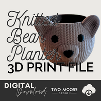 Knitted Bear Planter 3D Print File STL