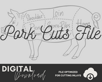 Pork Cuts SVG - Pig Butcher Cuts File - Two Moose Design