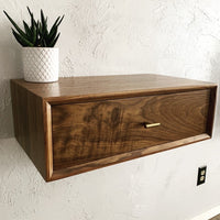 Floating Solid Walnut Nightstand With Drawer - Two Moose Design