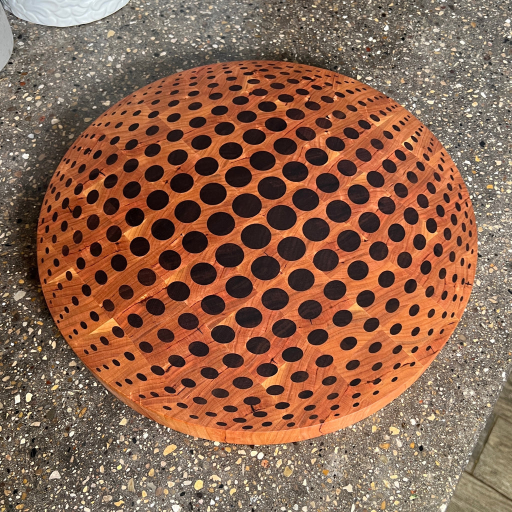Sphere Illusion End Grain Cutting Board - Cherry with Black Walnut Inlay - Two Moose Design