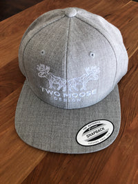 GREY FLAT BRIM TWO MOOSE HAT - Two Moose Design