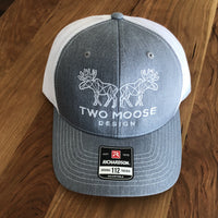 GREY & WHITE TWO MOOSE HAT - Two Moose Design