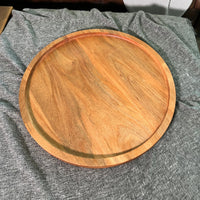 Round Mahogany Ottoman Tray - Food Safe - Solid Hardwood - Two Moose Design