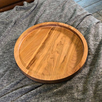 Round Cherry Ottoman Tray - Food Safe - Solid Hardwood - Two Moose Design