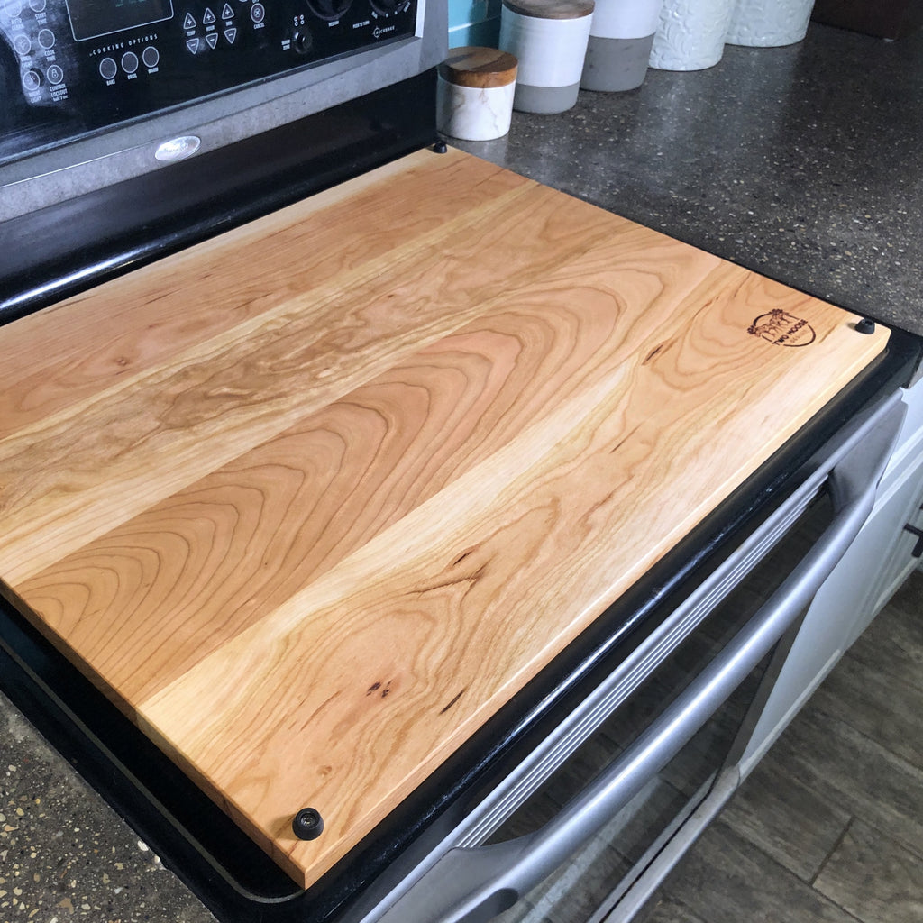 Christmas Gift ideas for Parents, Solid Cherry Stove top cover Cutting Board  Combo – Sawyer Custom Crafts