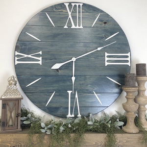 "The Nathalie" Roman Numeral Farmhouse Wall Clock - Two Moose Design