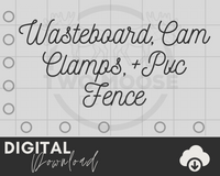 CNC Wasteboard Files- SVG - Surfacing, Grid Pattern, Cam Clamps & PVC Fence Guide - Two Moose Design